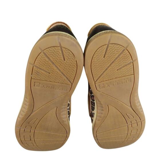 Sperry Shoes Womens 9 Slip On Boat Loafer Leather Leopard Top Sider Preppy Brown - Picture 10 of 13